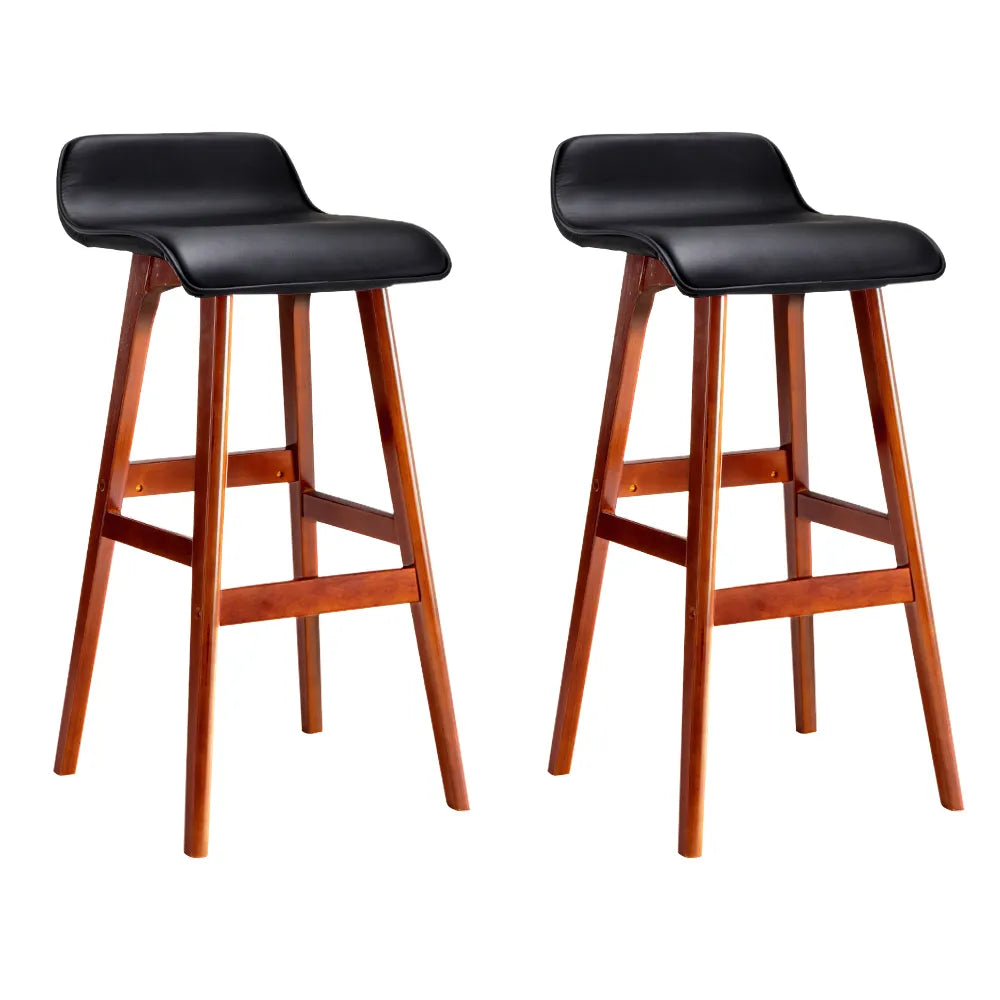 Artiss 2x Bar Stools Wooden Stool - Black