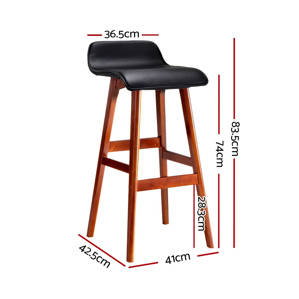 Artiss 2x Bar Stools Wooden Stool - Black