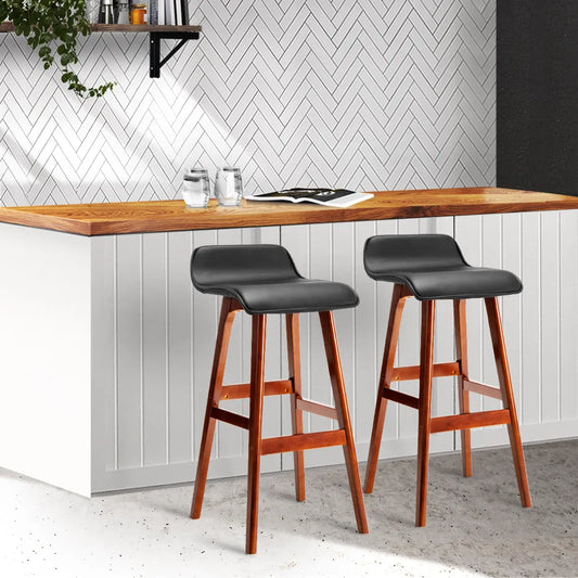 Artiss 2x Bar Stools Wooden Stool - Black