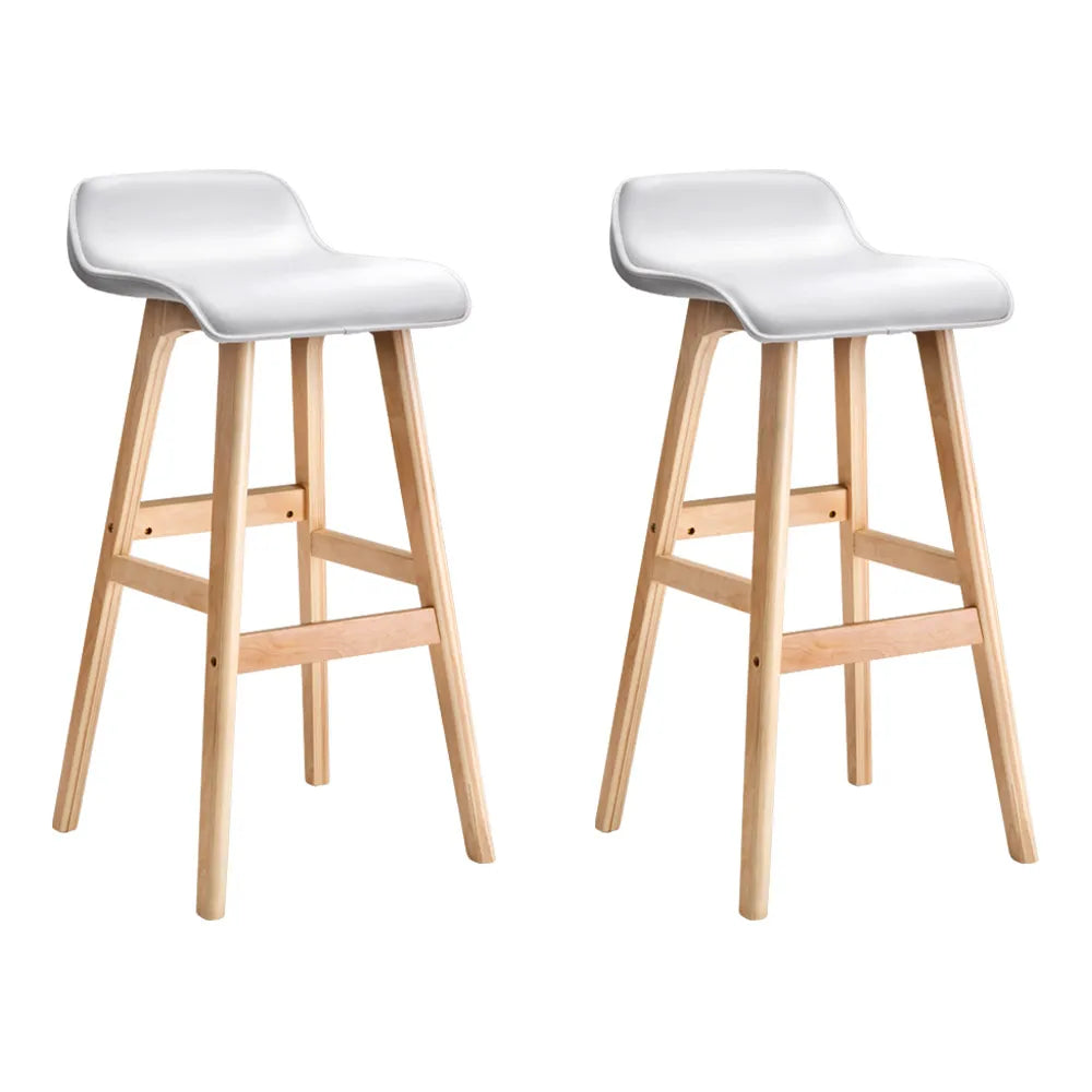 Artiss 2x Bar Stools Wooden Stool -  White