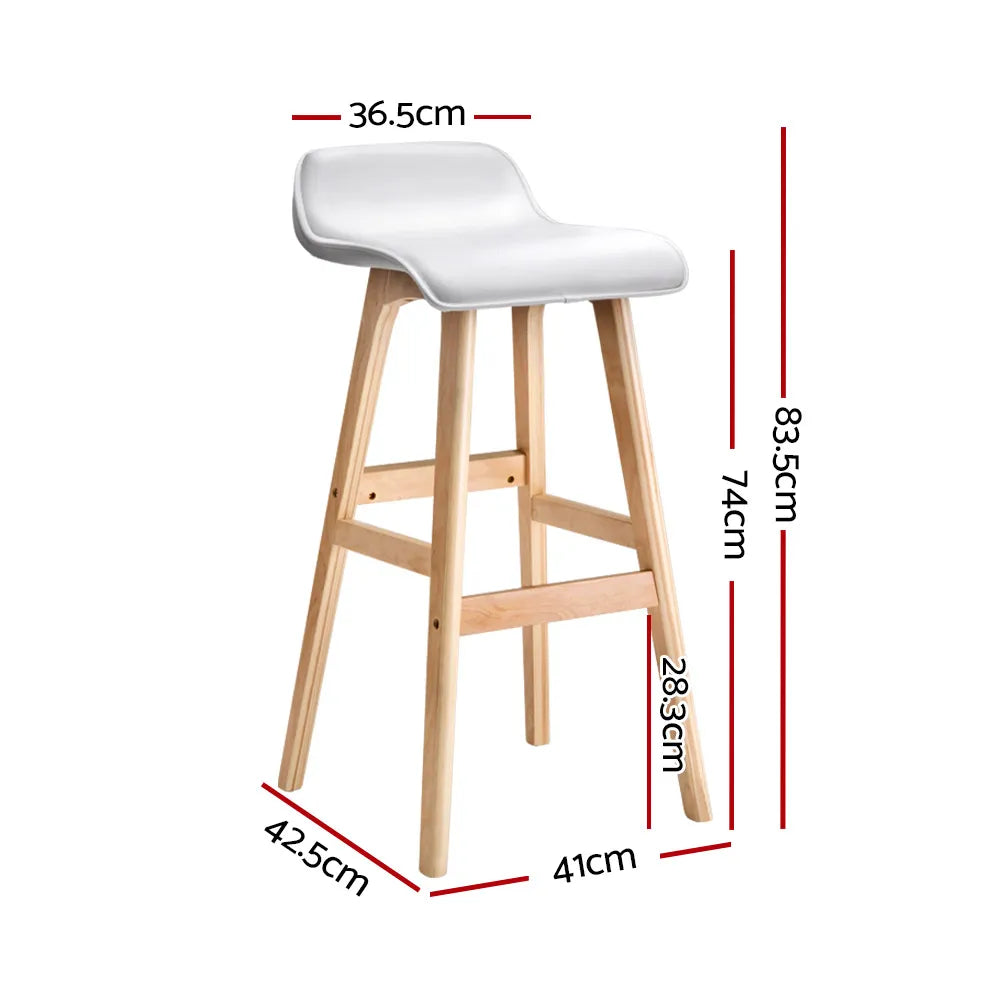 Artiss 2x Bar Stools Wooden Stool -  White