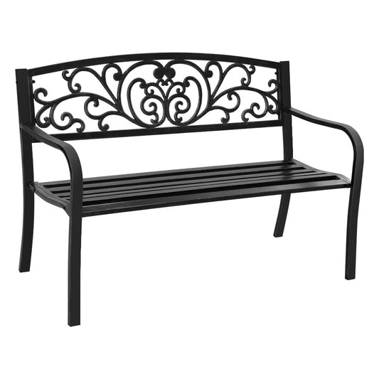 Gardeon 3-Seater Outdoor Garden Bench Steel - Black