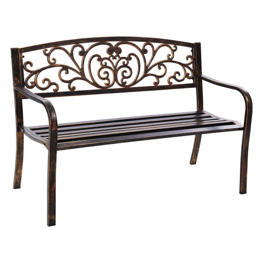 Gardeon 3-Seater Outdoor Garden Bench Steel - Bronze