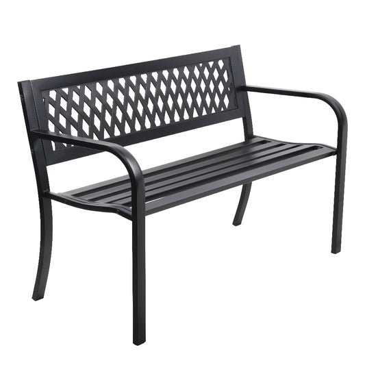 Gardeon 2-Seater Outdoor Garden Bench Steel - Black