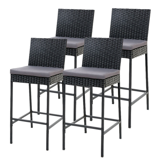 Gardeon 4-Piece Outdoor Bar Stools Dining Chair - Rattan Furniture