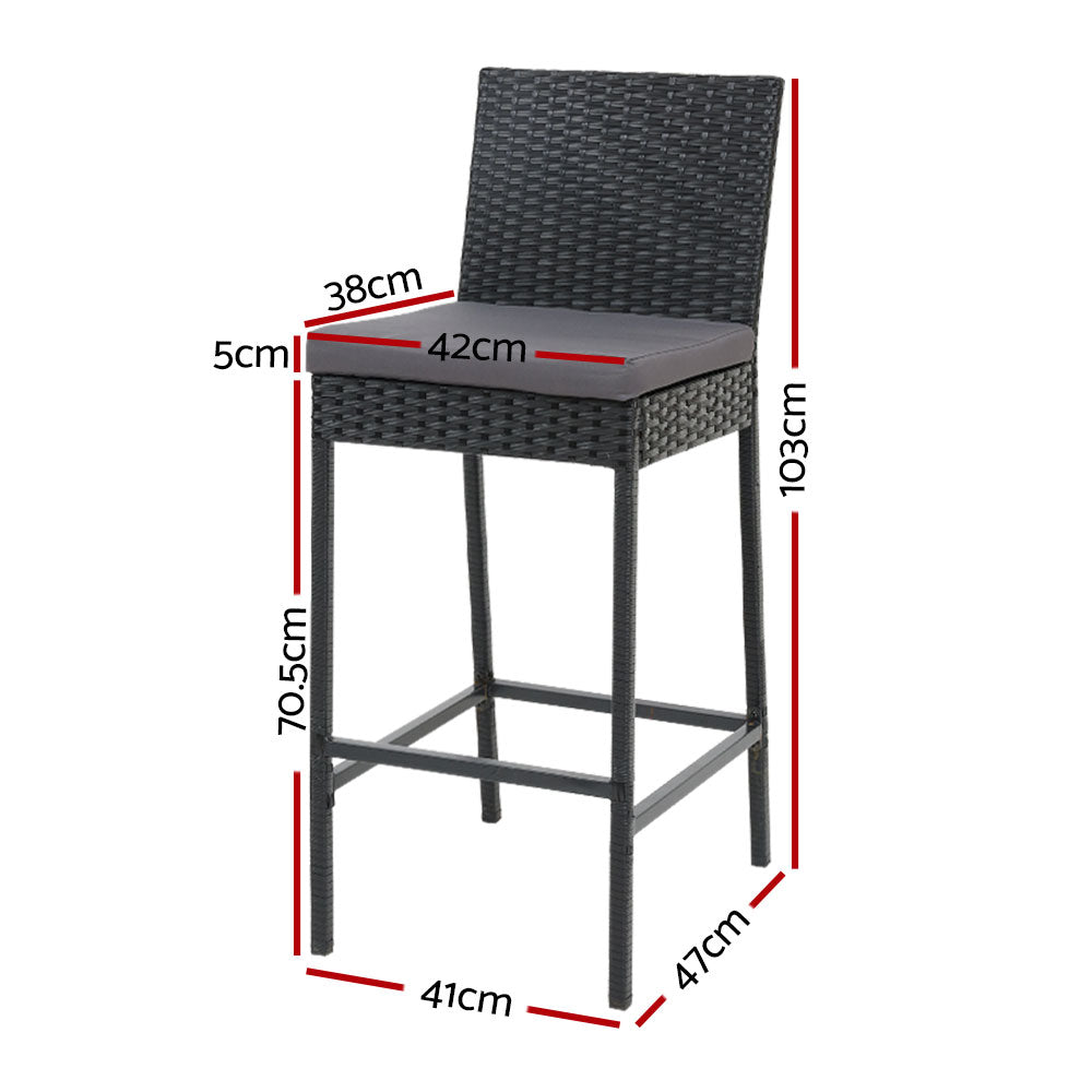 Gardeon 4-Piece Outdoor Bar Stools Dining Chair - Rattan Furniture