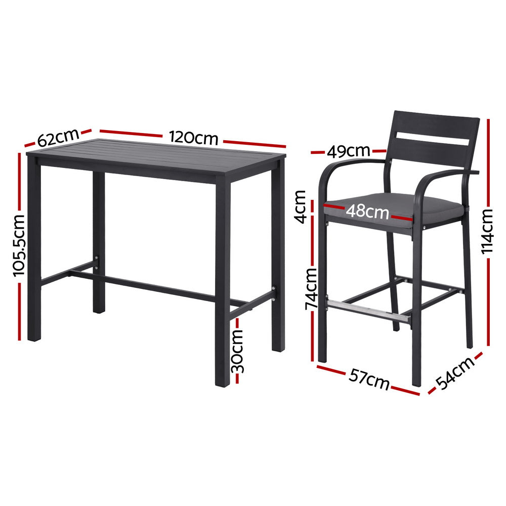 Gardeon 5-Piece Outdoor Bar Set with Aluminium Table & Stools