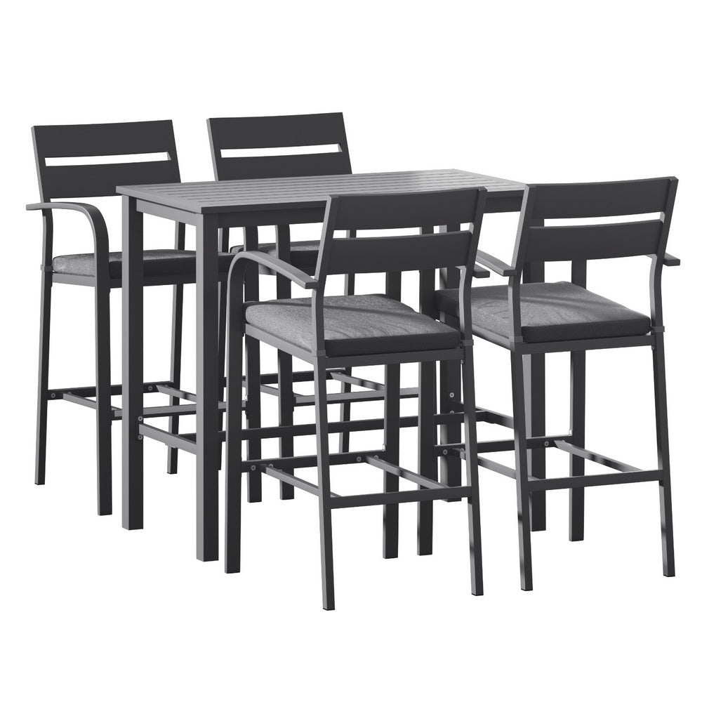 Gardeon 5-Piece Outdoor Bar Set with Aluminium Table & Stools