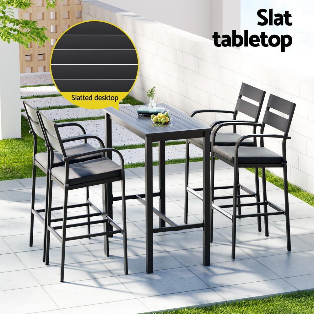 Gardeon 5-Piece Outdoor Bar Set with Aluminium Table & Stools