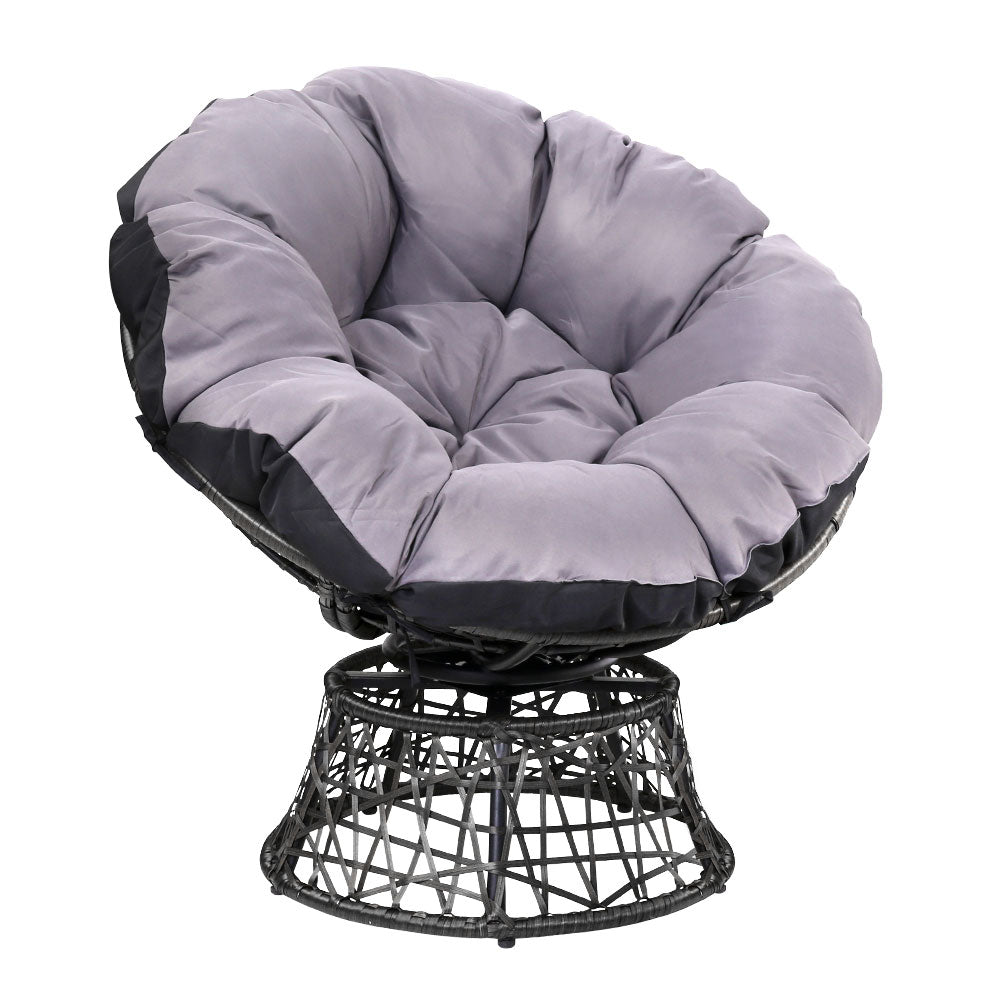 Gardeon Outdoor Papasan Chair Wicker Patio Garden Furniture - Black