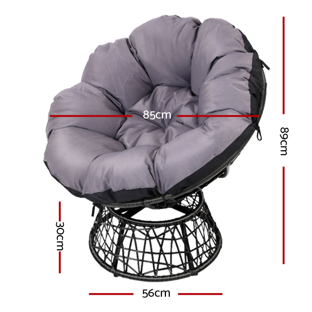 Gardeon Outdoor Papasan Chair Wicker Patio Garden Furniture - Black