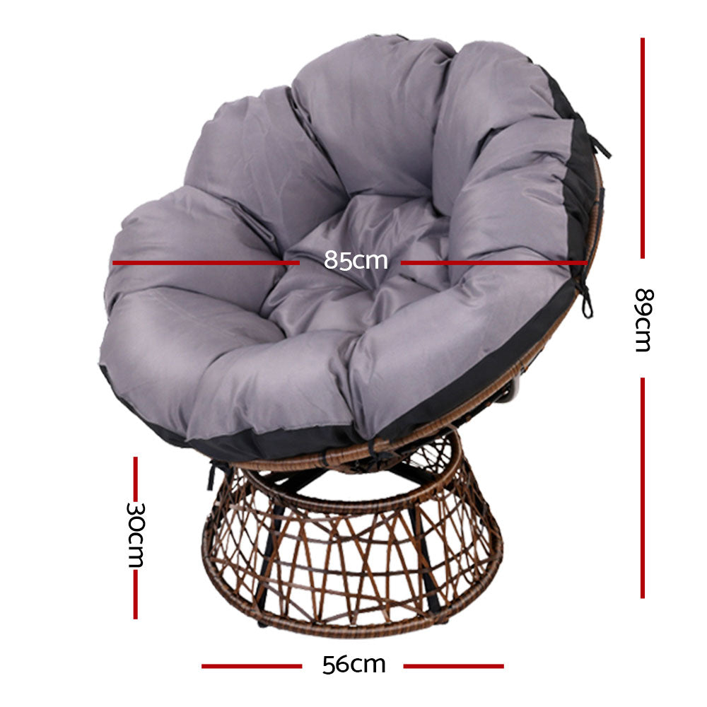 Gardeon Outdoor Papasan Chair Wicker Patio Garden Furniture - Brown