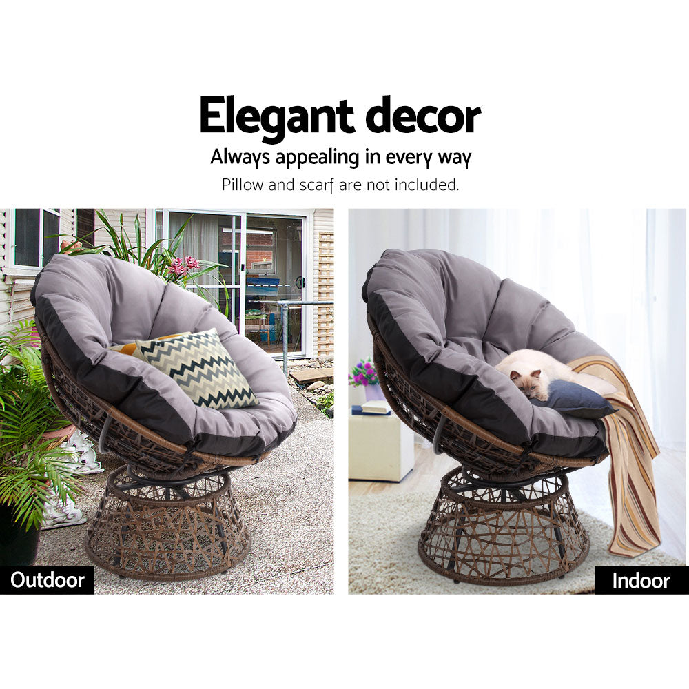 Gardeon Outdoor Papasan Chair Wicker Patio Garden Furniture - Brown