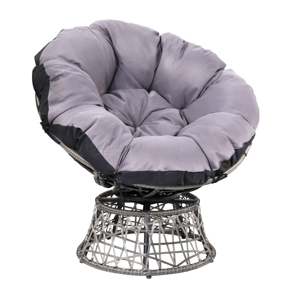 Gardeon Outdoor Papasan Chair Wicker Patio Garden Furniture - Grey