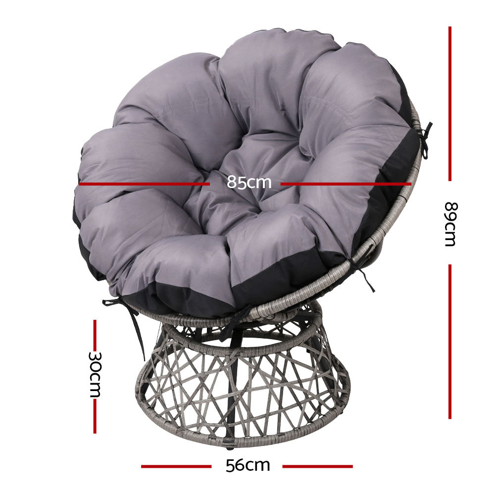 Gardeon Outdoor Papasan Chair Wicker Patio Garden Furniture - Grey