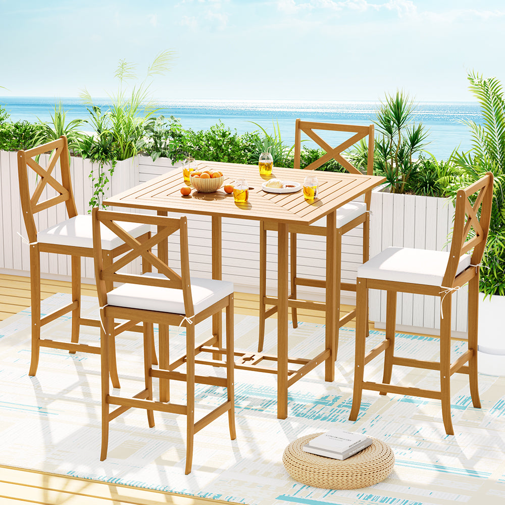 Acacia Wood 5-Piece Outdoor Bar Set - Gardeon