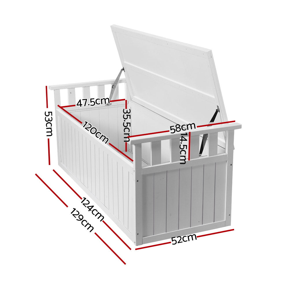 Gardeon 129cm Outdoor Storage Bench Box - XL White