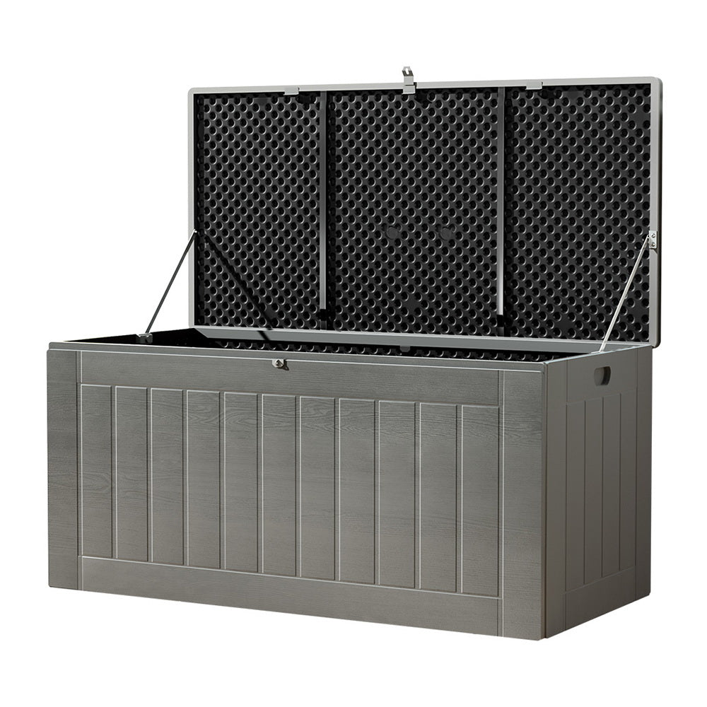 Gardeon 830L Outdoor Storage Box - Lockable Garden Bench & Tool Shed - Grey