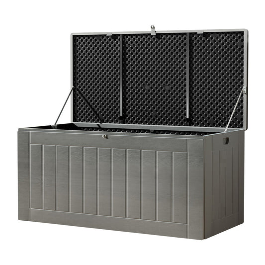 Gardeon 830L Outdoor Storage Box - Lockable Garden Bench & Tool Shed - Grey