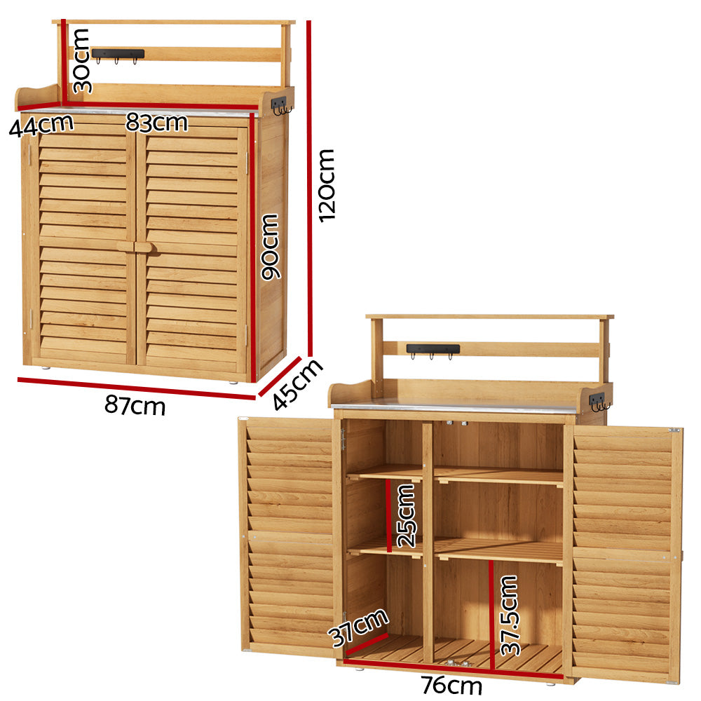 Gardeon Outdoor Storage Cabinet - Potting Bench Table with Shelf & Garden Shed Box