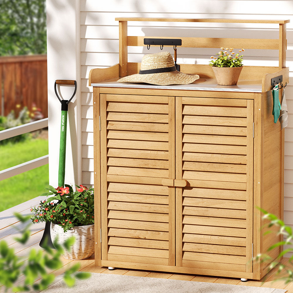 Gardeon Outdoor Storage Cabinet - Potting Bench Table with Shelf & Garden Shed Box