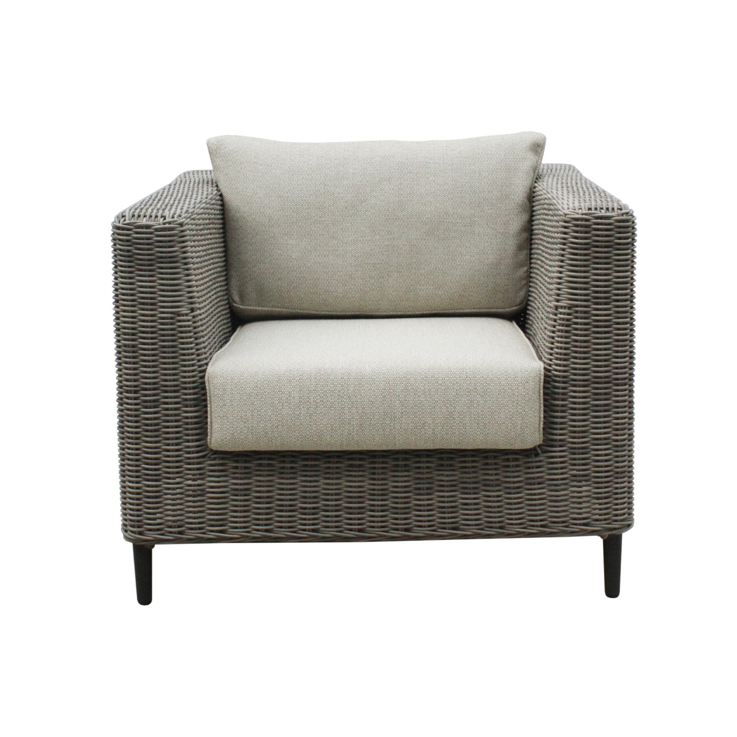 Lara 1-Seater Outdoor Sofa Armchair Rattan Wicker Lounge - Light Grey