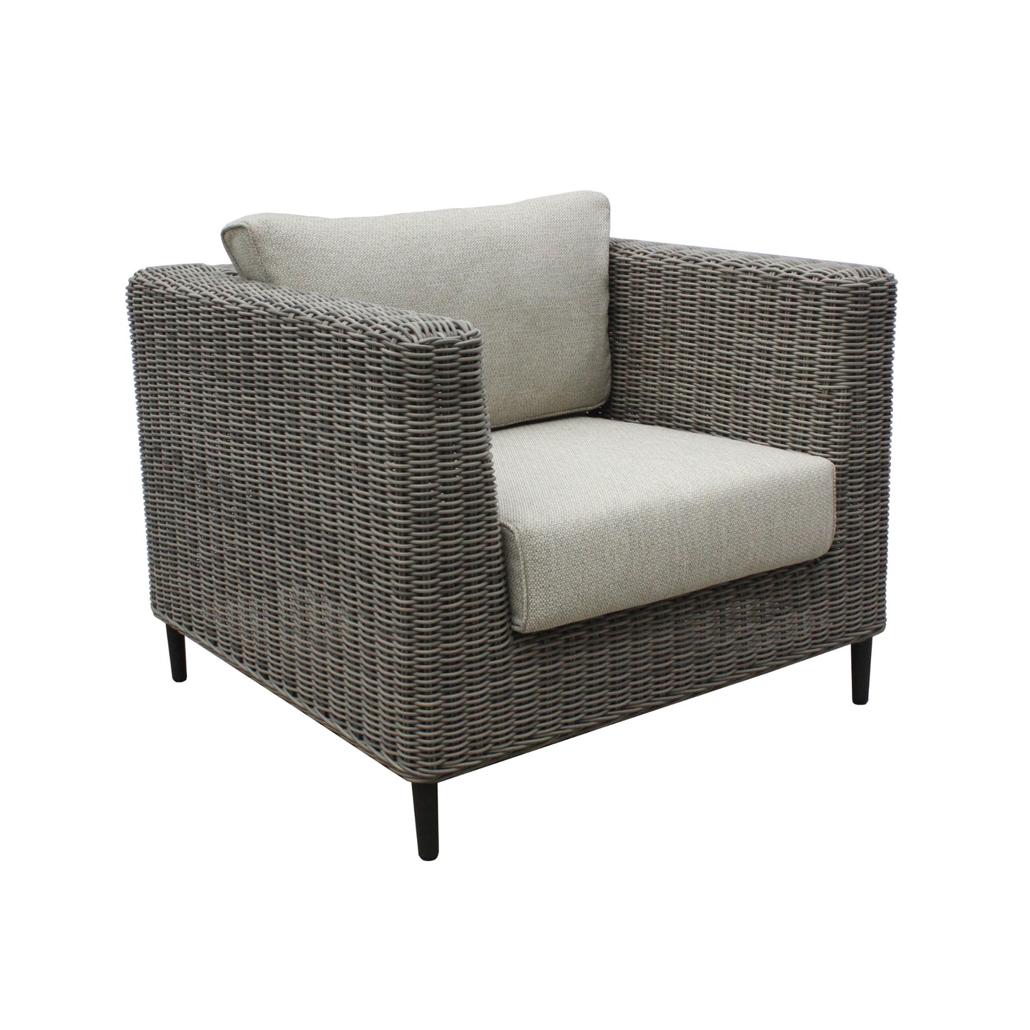 Lara 1-Seater Outdoor Sofa Armchair Rattan Wicker Lounge - Light Grey