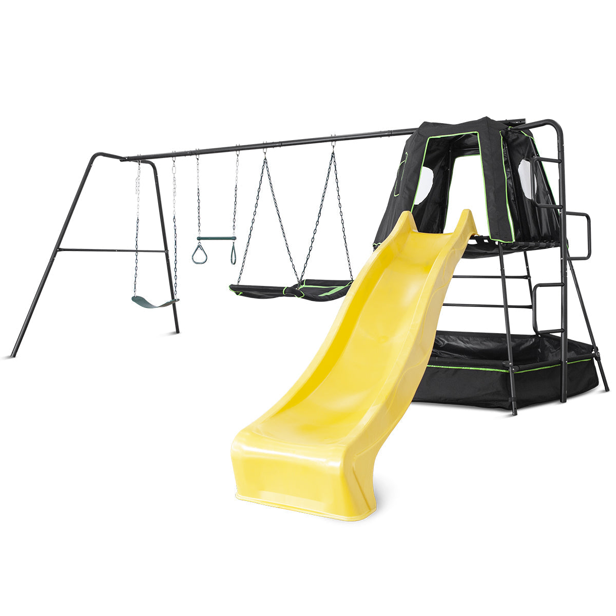 Pallas Play Tower with Metal Swing Set with Yellow Slide - Lifespan Kids