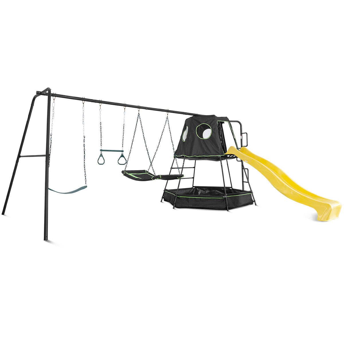 Pallas Play Tower with Metal Swing Set with Yellow Slide - Lifespan Kids