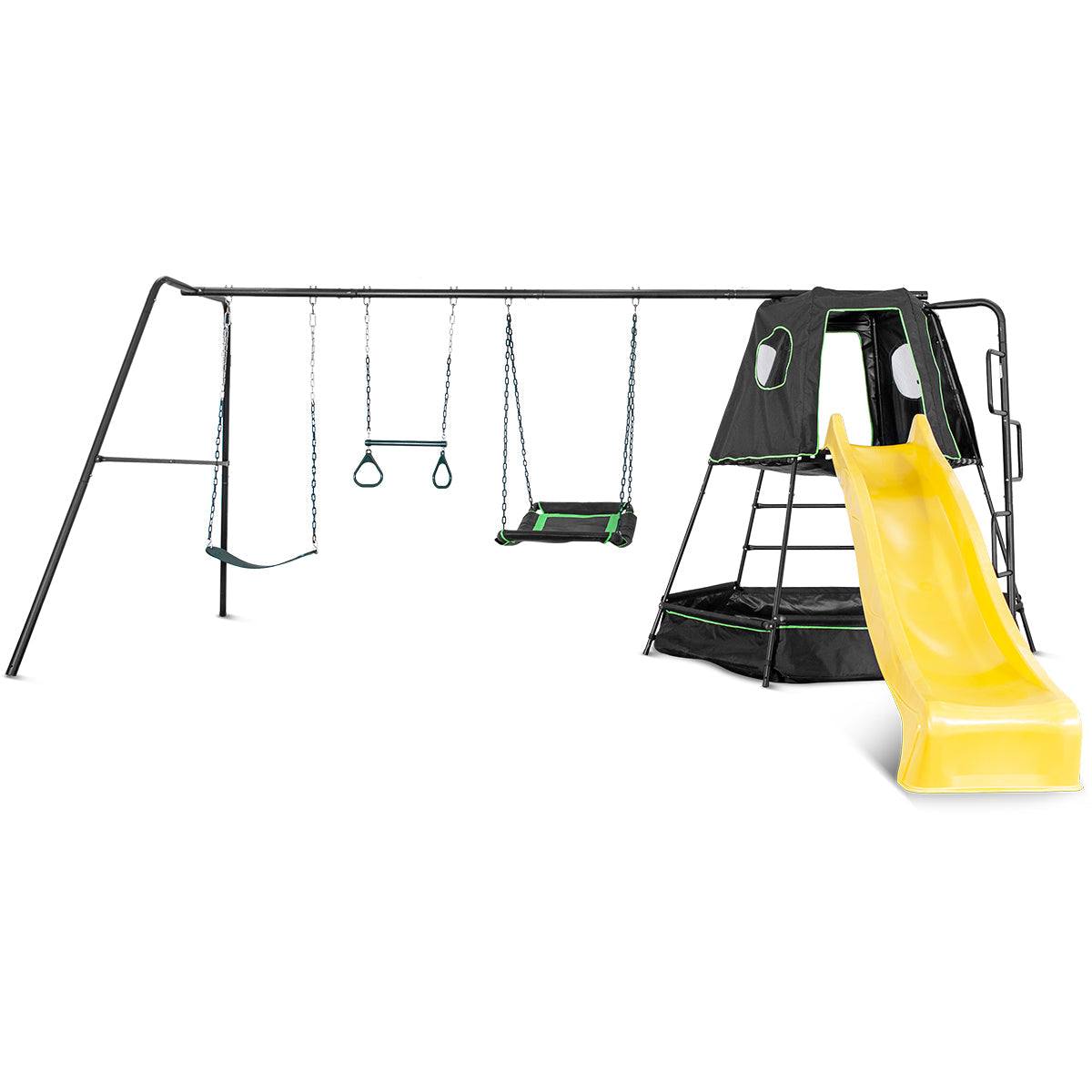 Pallas Play Tower with Metal Swing Set with Yellow Slide - Lifespan Kids