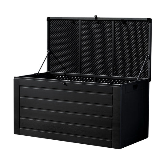 Gardeon 680L Outdoor Storage Box - Lockable Garden Bench & Tool Shed - Black